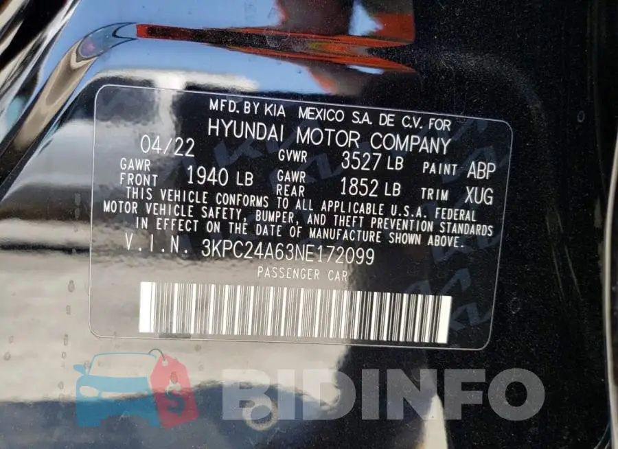 3KPC24A63NE172099 Photo# 12