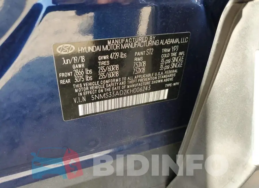 5NMS33AD2KH006243 Photo# 13