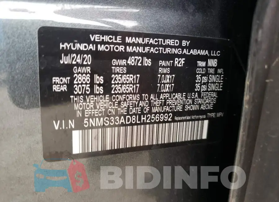 5NMS33AD8LH256992 Photo# 13