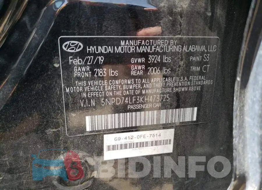5NPD74LF3KH473725 Photo# 10
