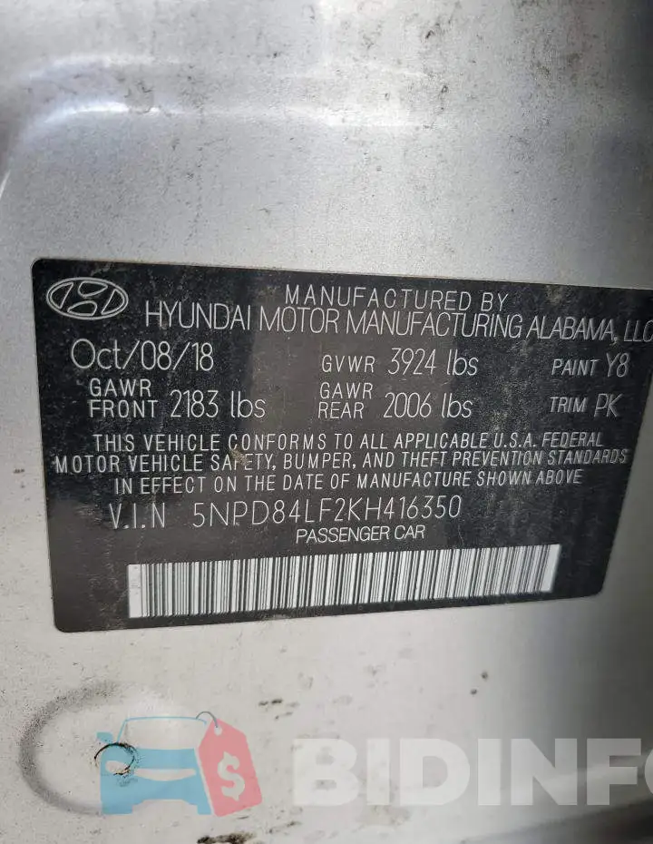 5NPD84LF2KH416350 Photo# 12