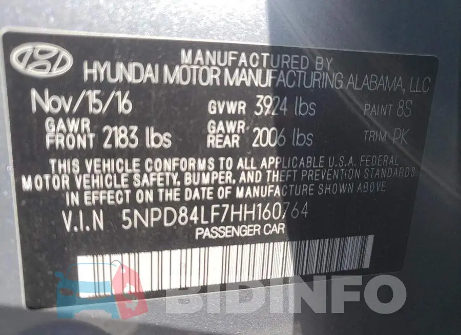 5NPD84LF7HH160764 Photo# 12