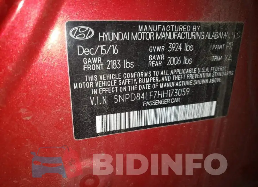 5NPD84LF7HH173059 Photo# 12