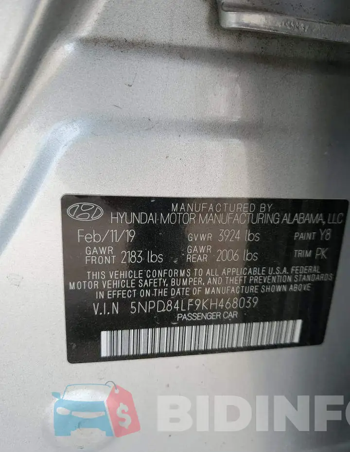 5NPD84LF9KH468039 Photo# 12