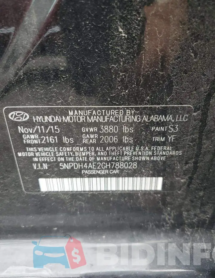 5NPDH4AE2GH788028 Photo# 12