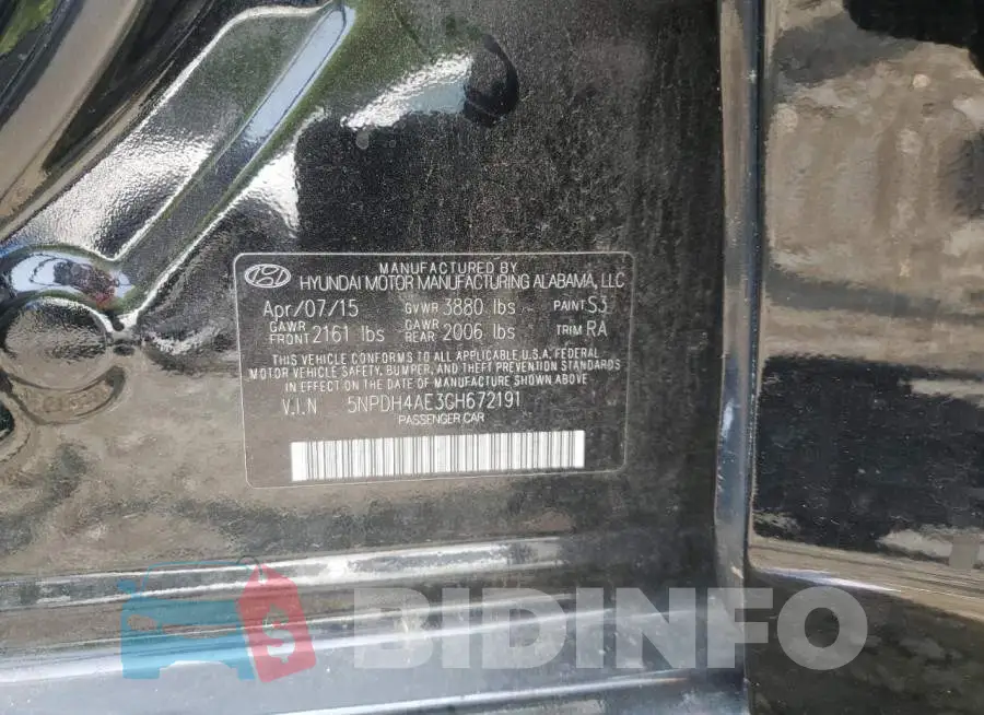 5NPDH4AE3GH672191 Photo# 12