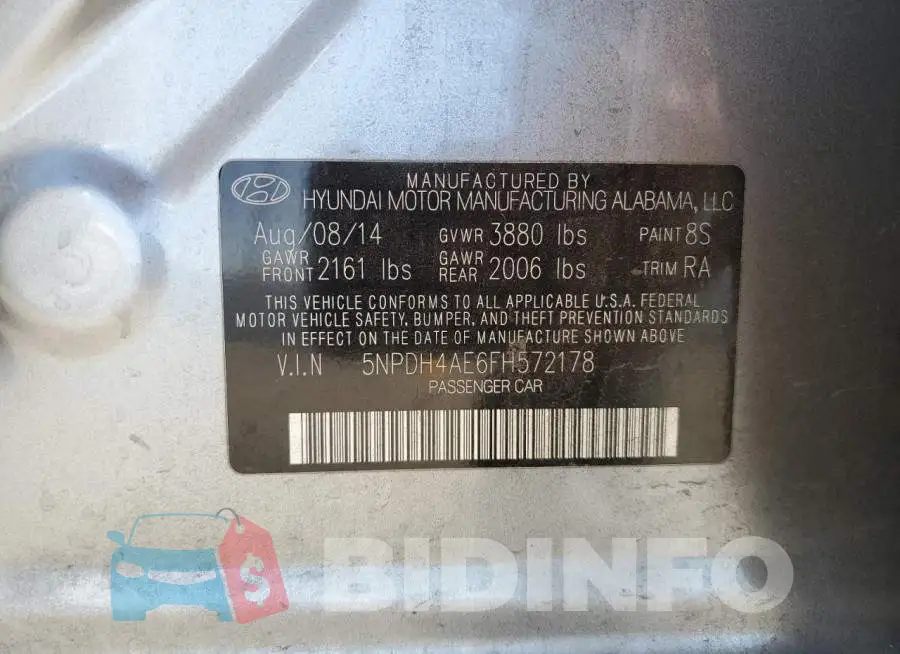 5NPDH4AE6FH572178 Photo# 12