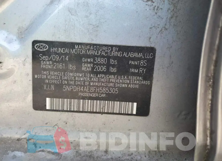 5NPDH4AE8FH585305 Photo# 13