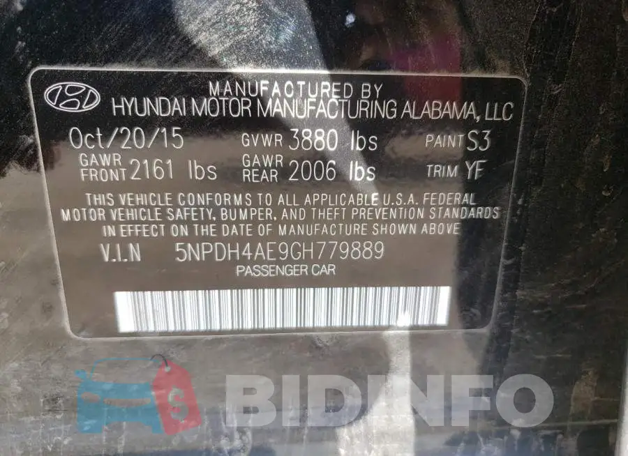 5NPDH4AE9GH779889 Photo# 12