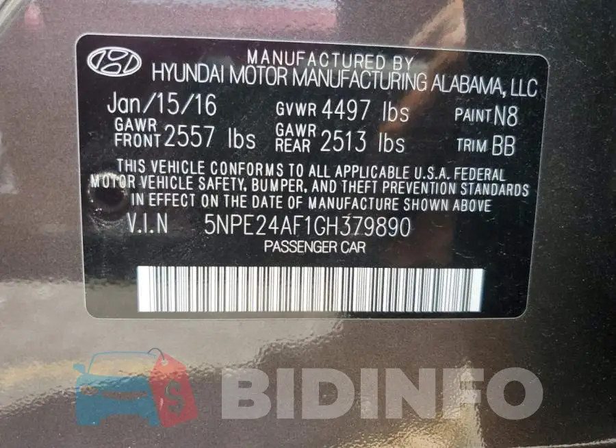 5NPE24AF1GH379890 Photo# 12