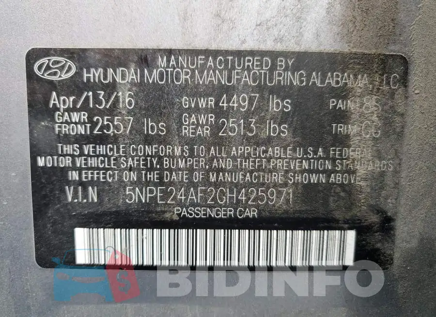 5NPE24AF2GH425971 Photo# 12