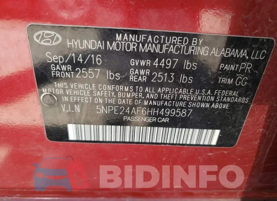 5NPE24AF6HH499587 Photo# 13