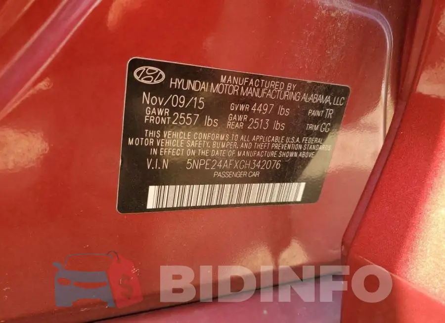 5NPE24AFXGH342076 Photo# 12