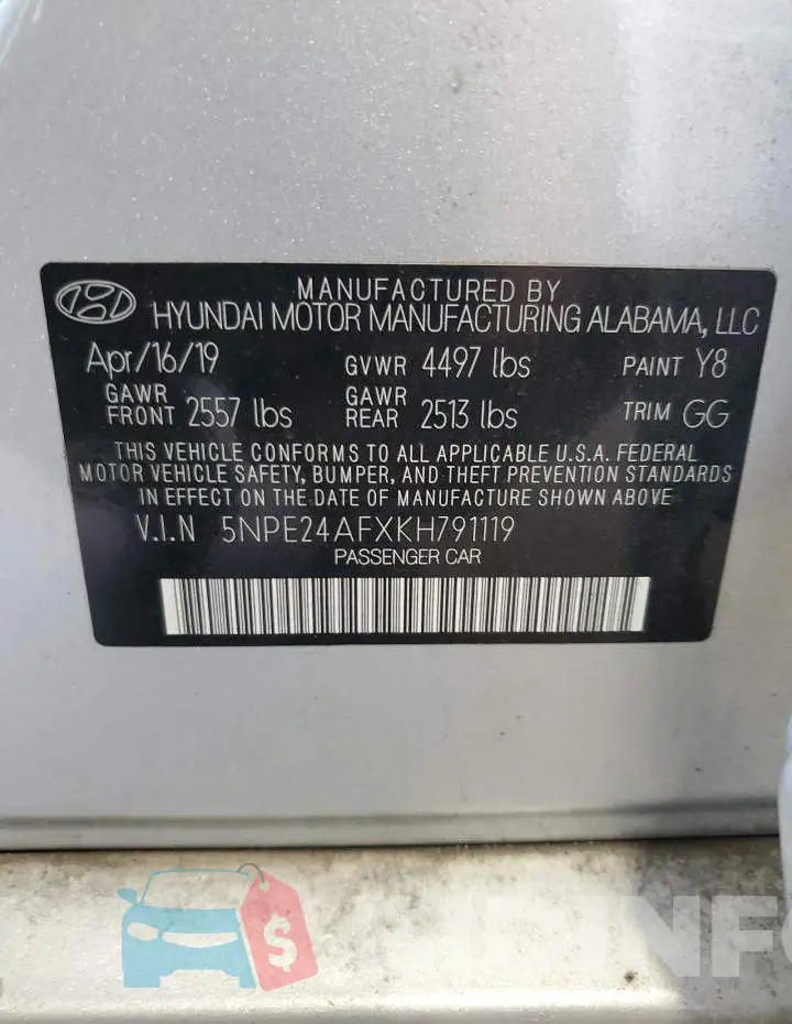5NPE24AFXKH791119 Photo# 12