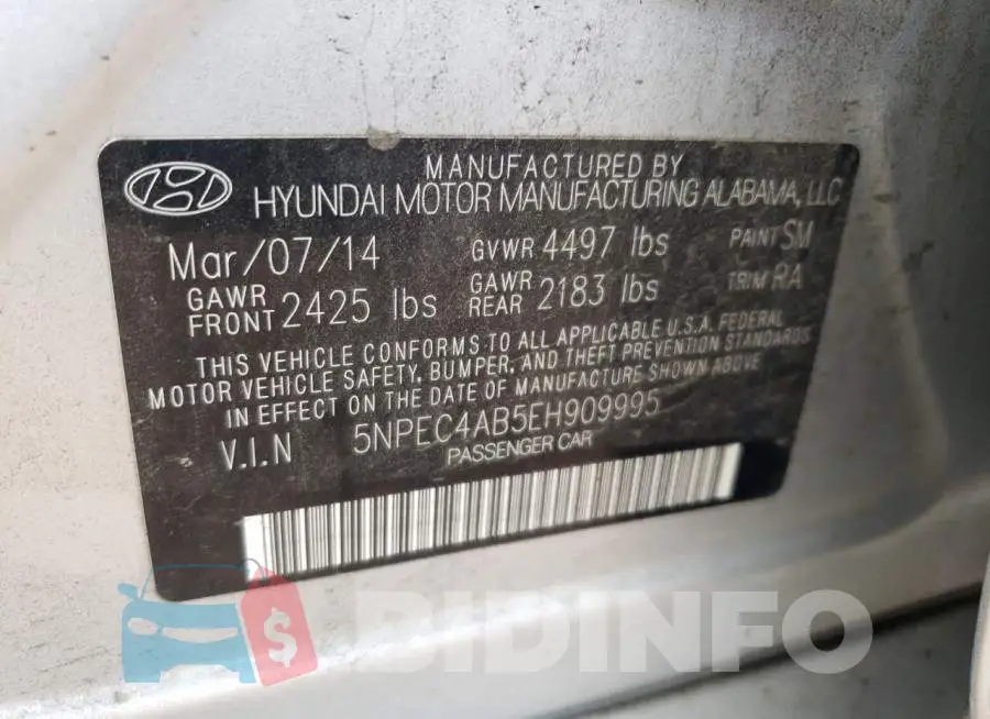 5NPEC4AB5EH909995 Photo# 12
