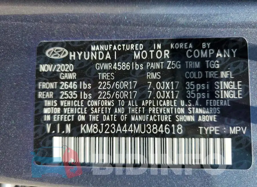 KM8J23A44MU384618 Photo# 13