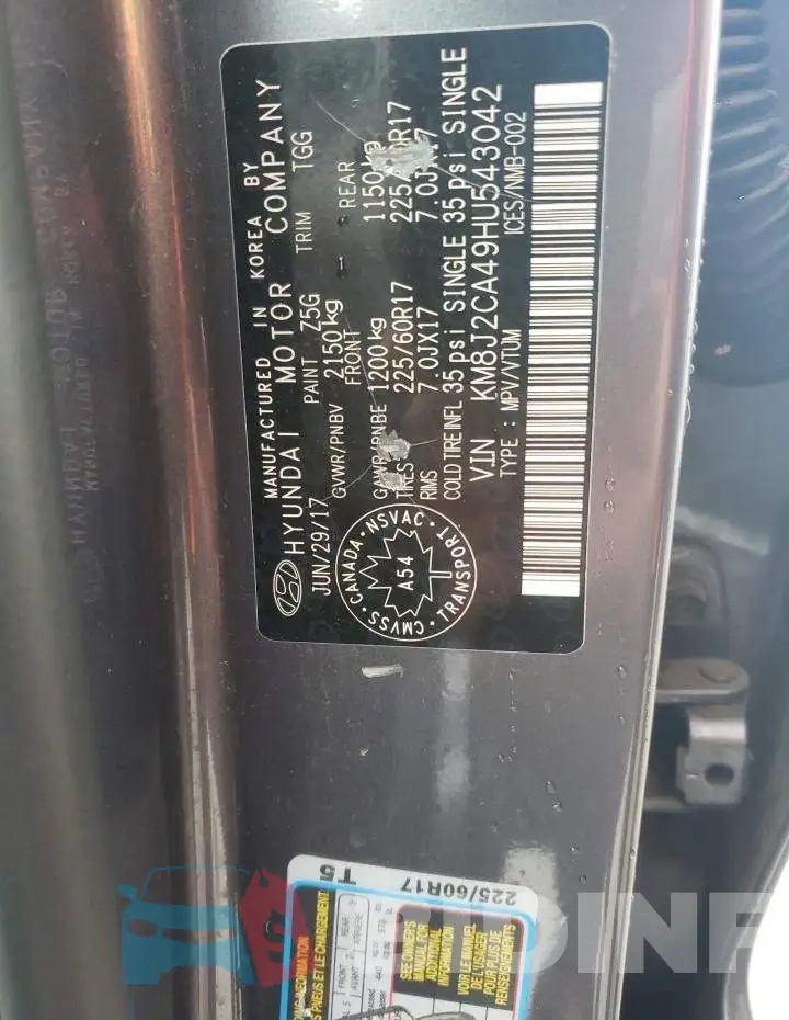 KM8J2CA49HU543042 Photo# 14