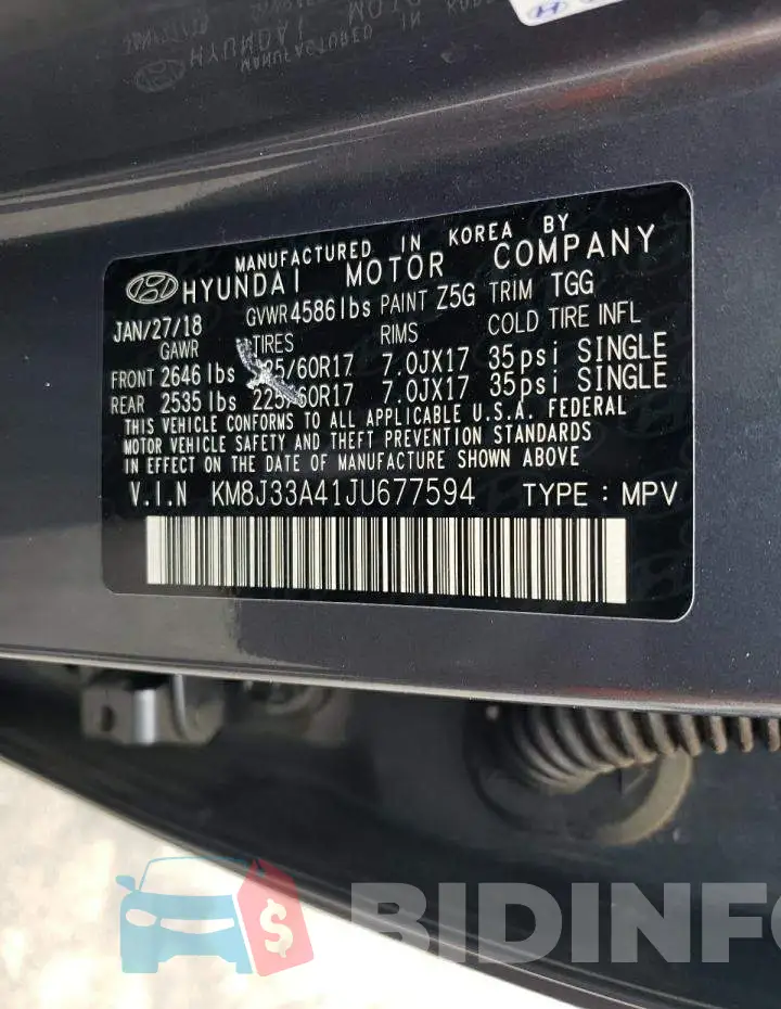 KM8J33A41JU677594 Photo# 13