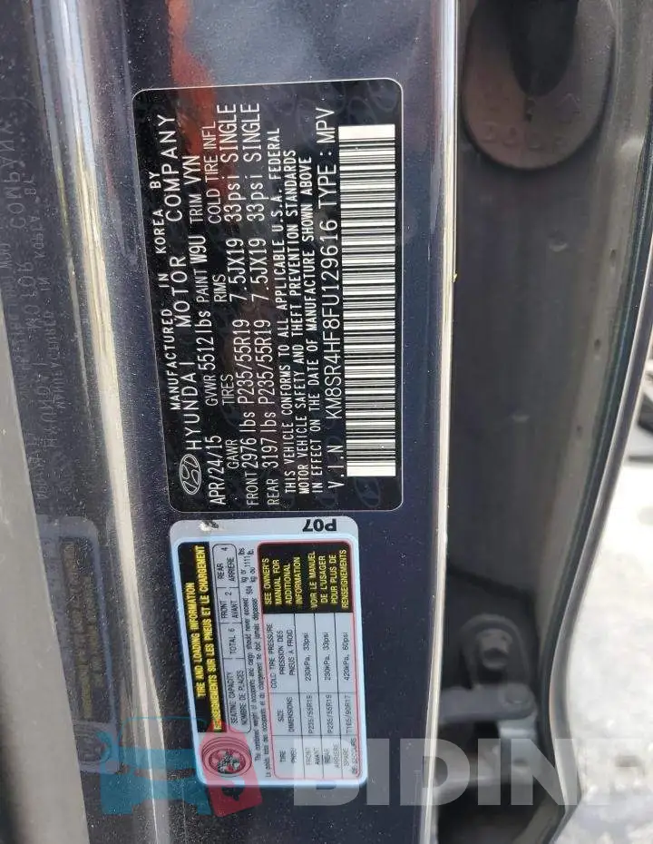 KM8SR4HF8FU129616 Photo# 13