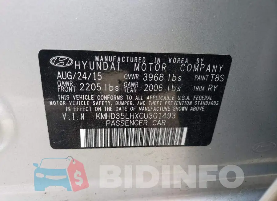 KMHD35LHXGU301493 Photo# 12