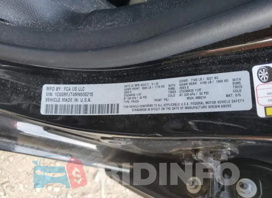 1C6SRFJT4MN506215 Photo# 10