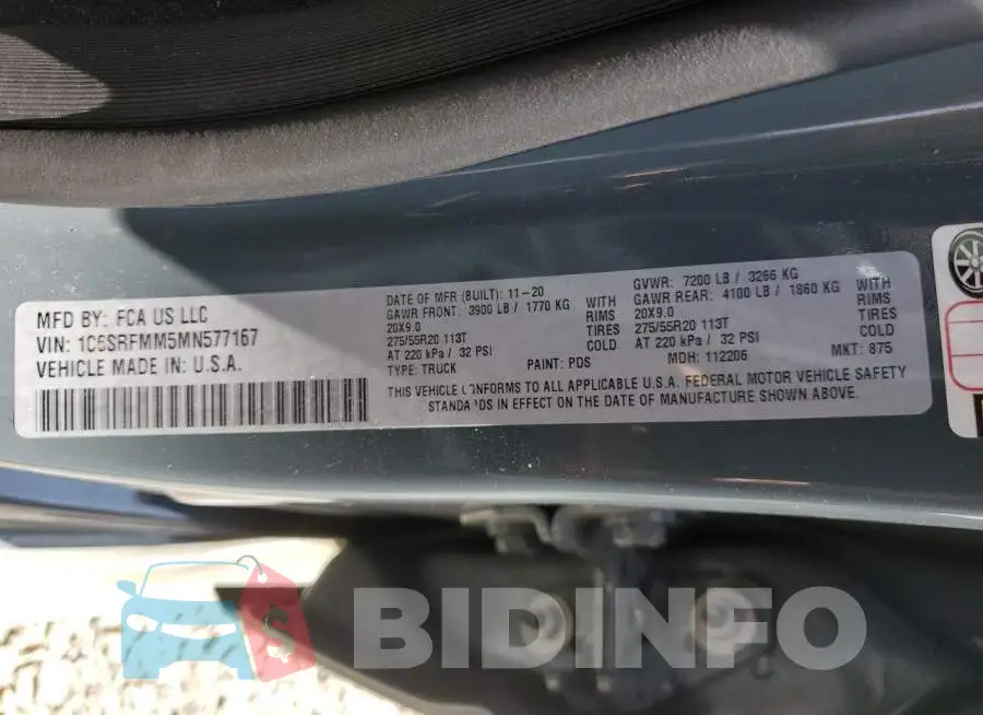 1C6SRFMM5MN577167 Photo# 12