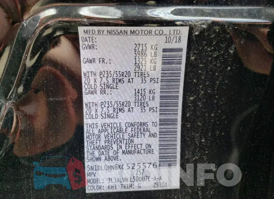 5N1DL0MN8KC525576 Photo# 14