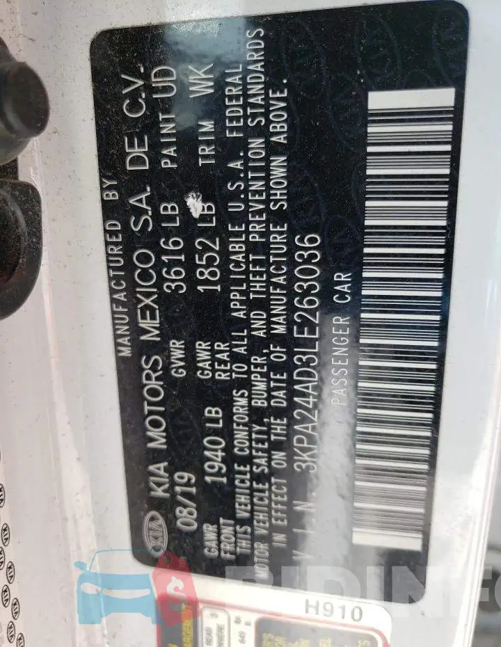 3KPA24AD3LE263036 Photo# 12