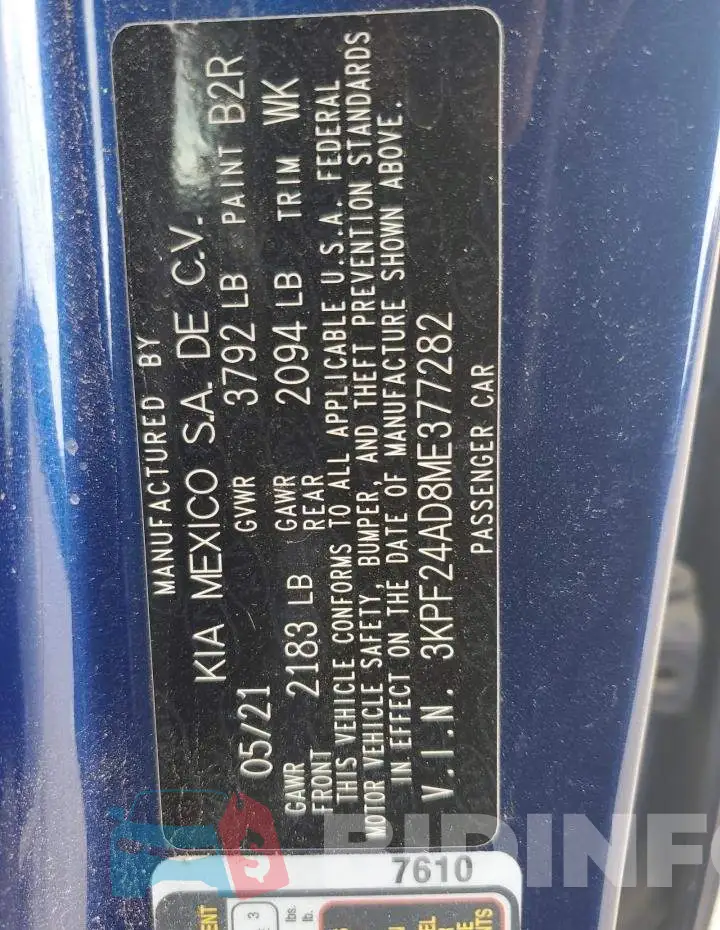 3KPF24AD8ME377282 Photo# 12