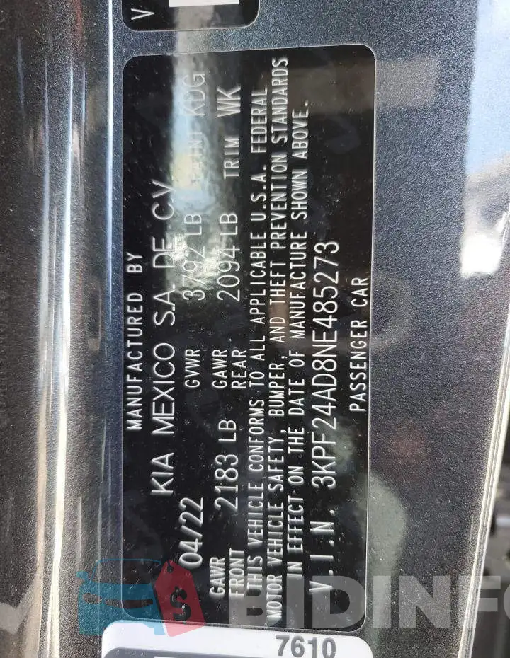 3KPF24AD8NE485273 Photo# 12