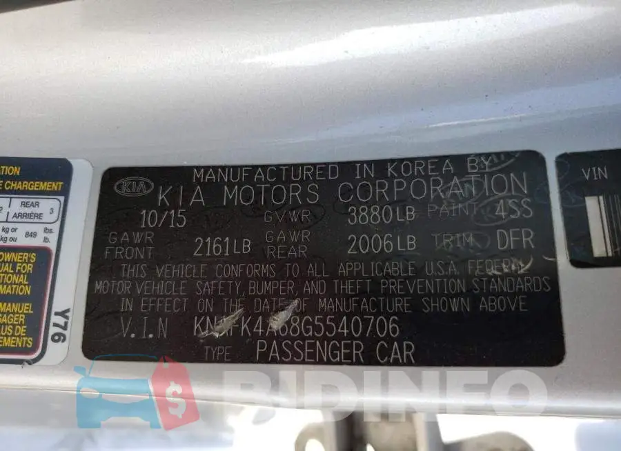 KNAFK4A68G5540706 Photo# 12
