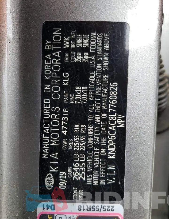 KNDP6CAC8L7760826 Photo# 13