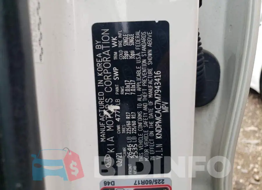KNDPMCAC7M7943416 Photo# 13