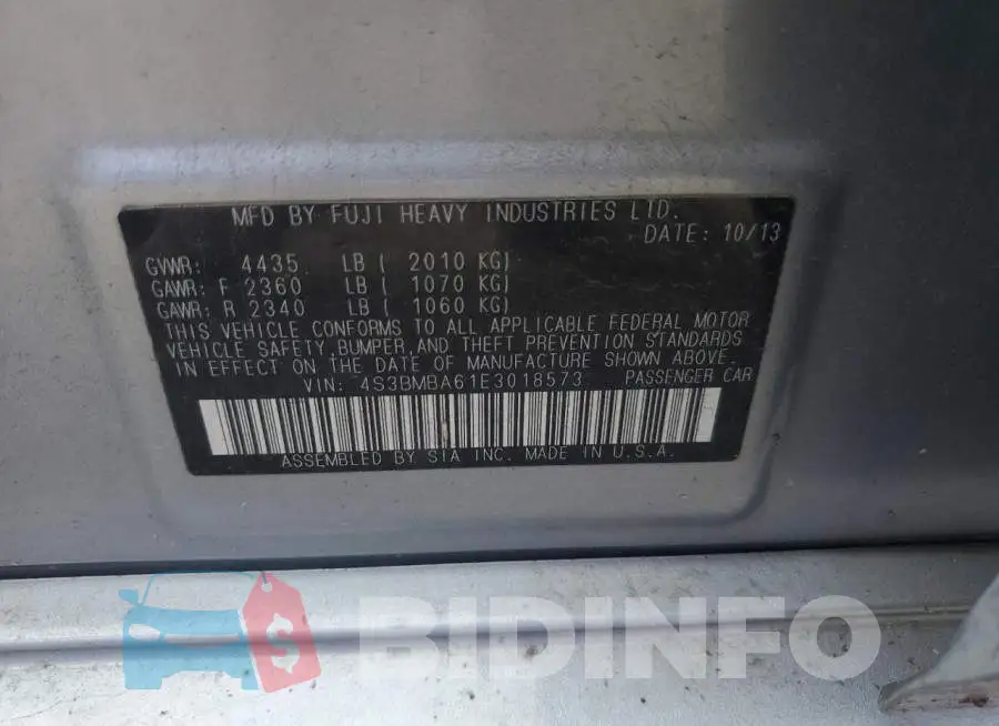 4S3BMBA61E3018573 Photo# 12