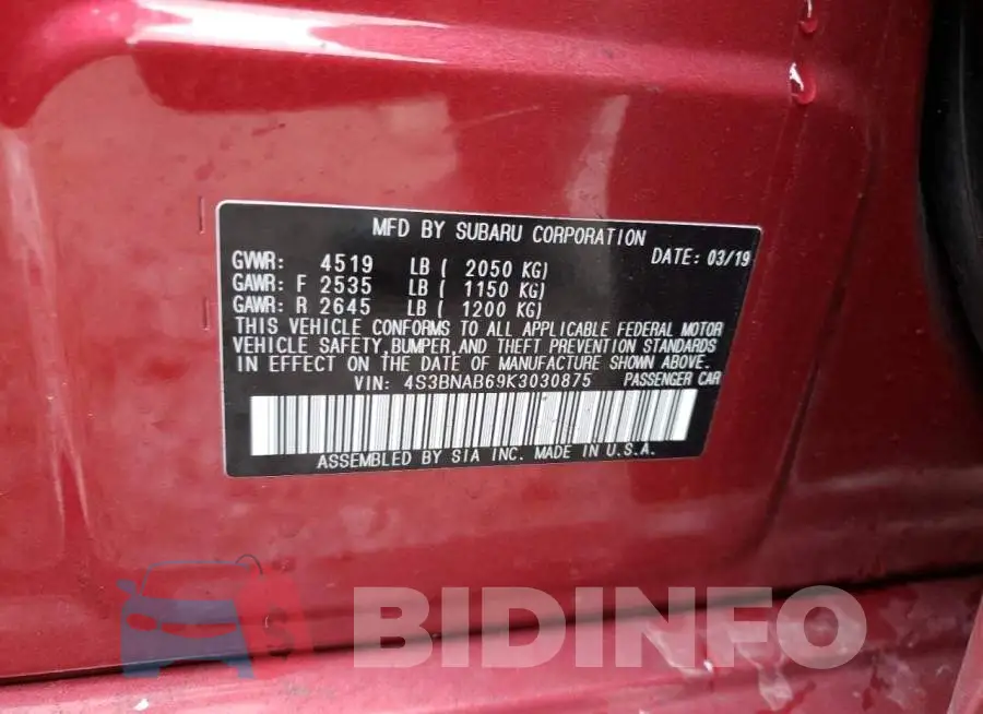 4S3BNAB69K3030875 Photo# 12