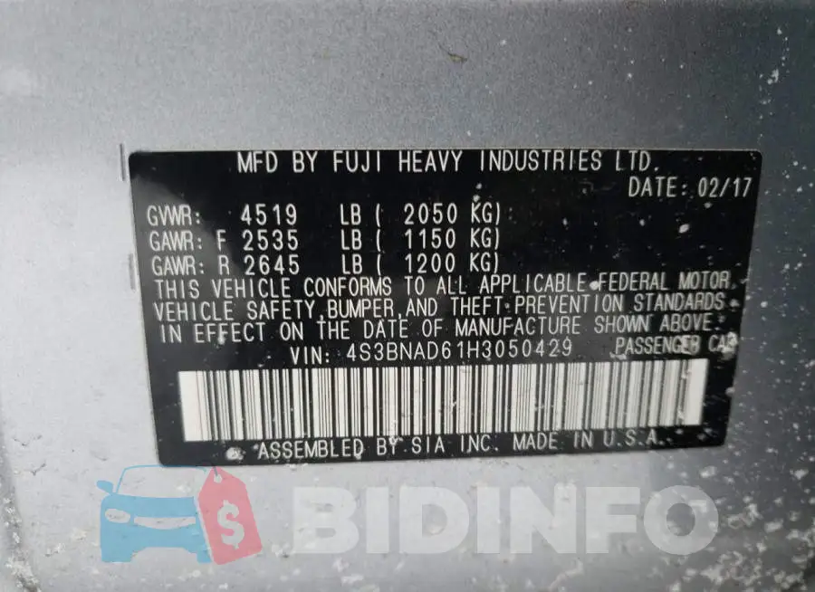 4S3BNAD61H3050429 Photo# 10