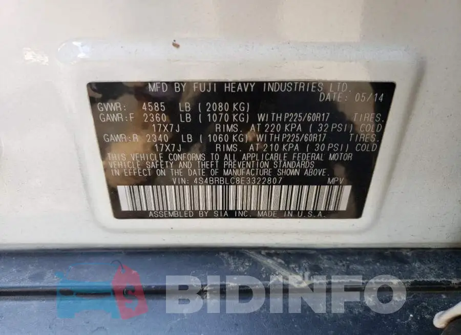 4S4BRBLC8E3322807 Photo# 12
