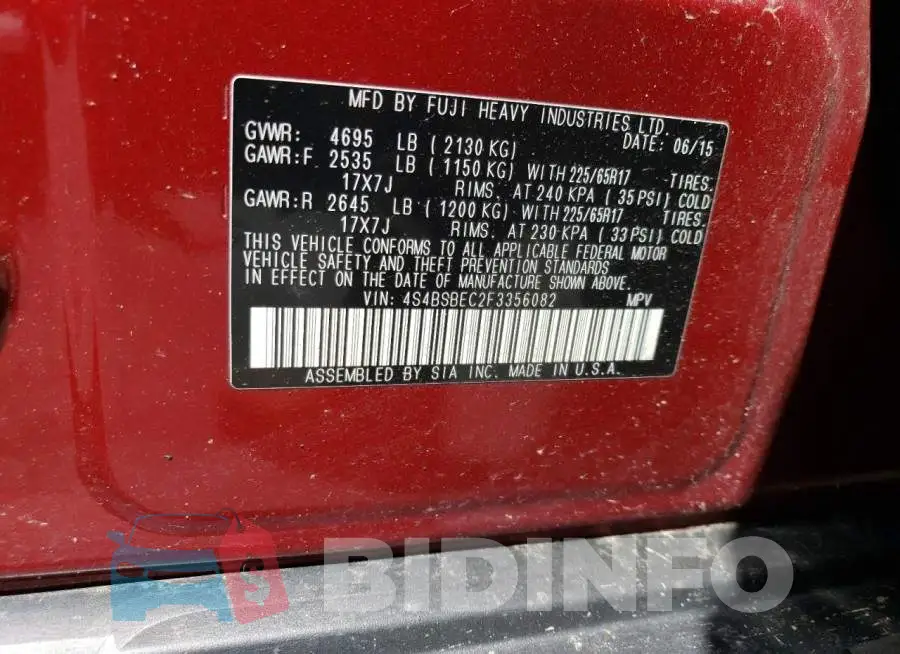 4S4BSBEC2F3356082 Photo# 14