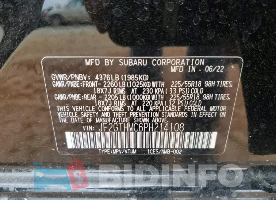 JF2GTHMC6PH214108 Photo# 12