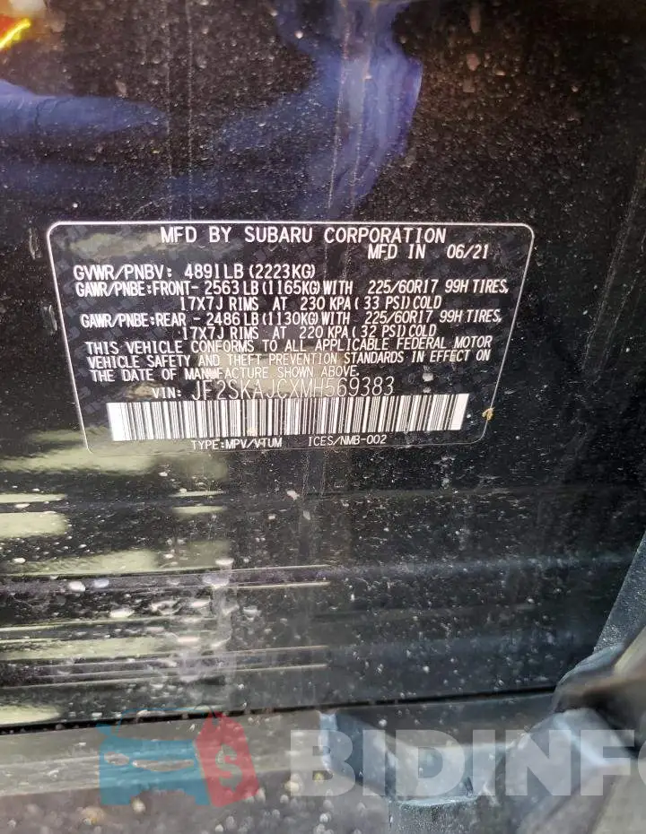 JF2SKAJCXMH569383 Photo# 14