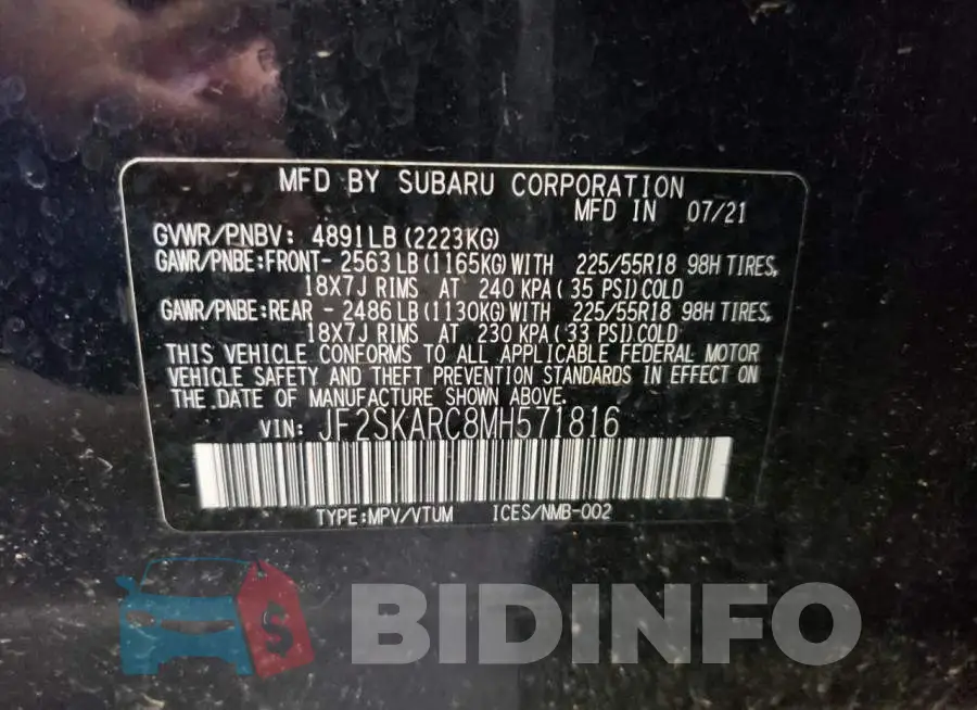 JF2SKARC8MH571816 Photo# 13