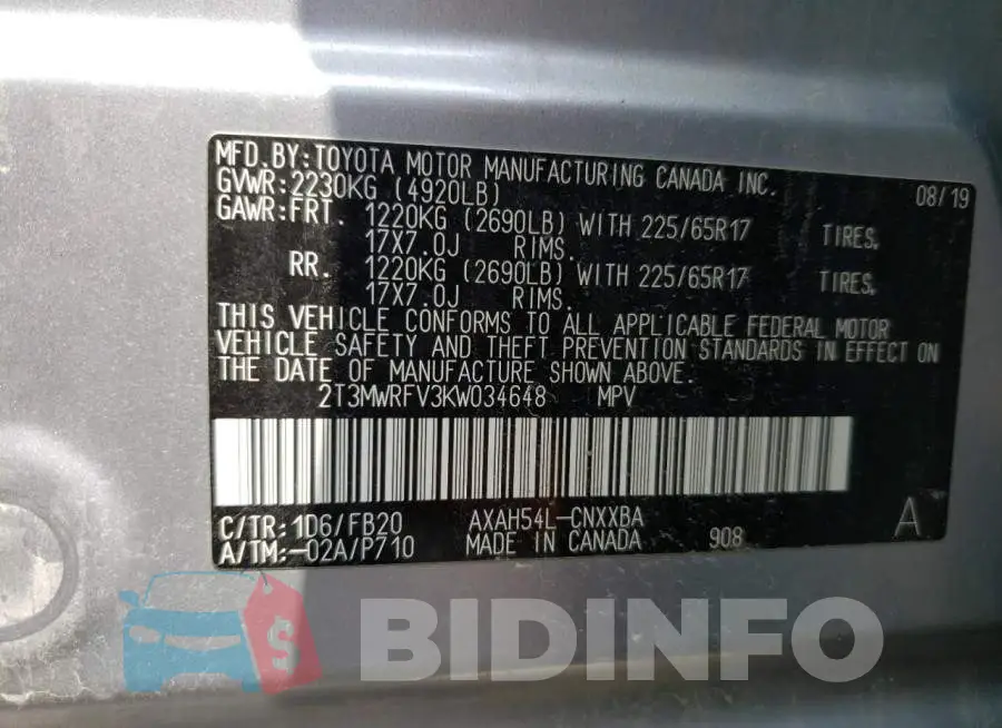 2T3MWRFV3KW034648 Photo# 12