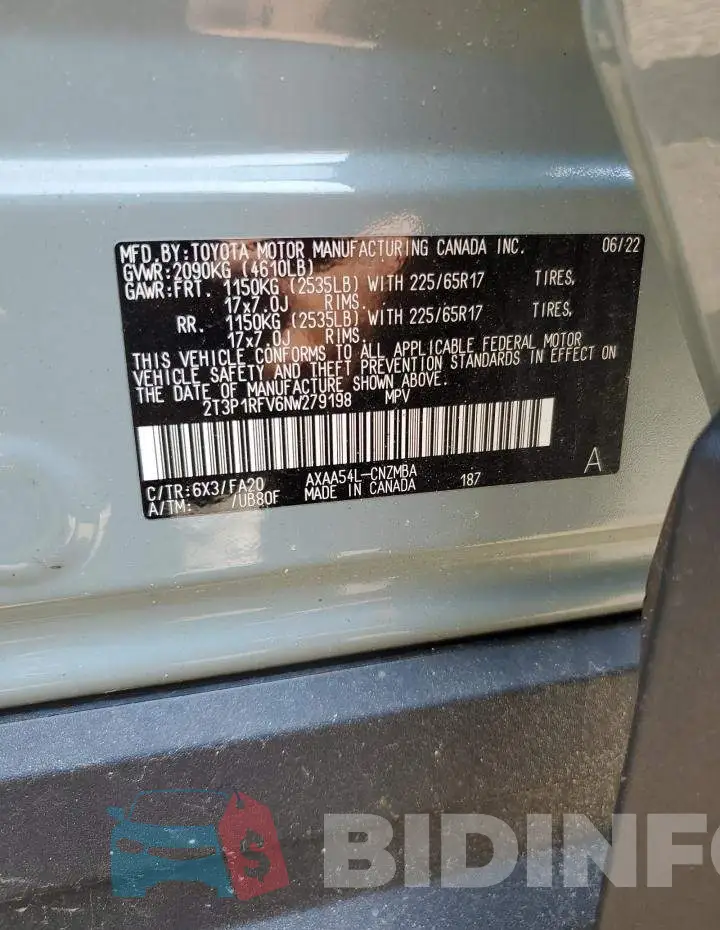 2T3P1RFV6NW279198 Photo# 14