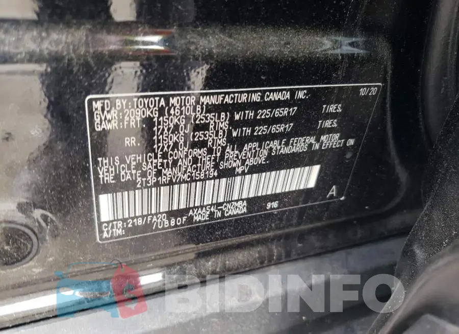 2T3P1RFV7MC158194 Photo# 12