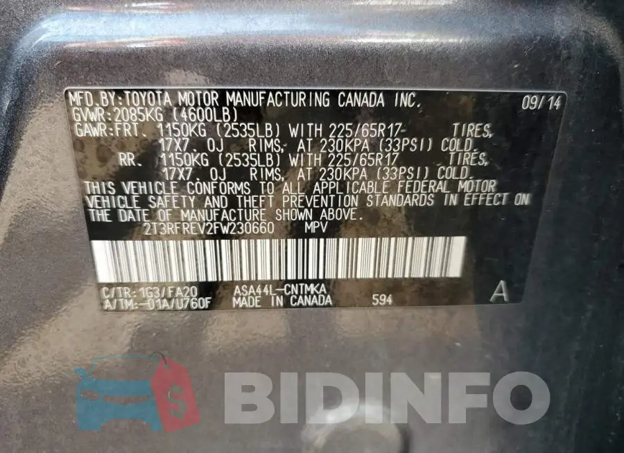 2T3RFREV2FW230660 Photo# 14