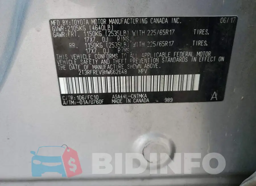 2T3RFREV9HW662648 Photo# 13