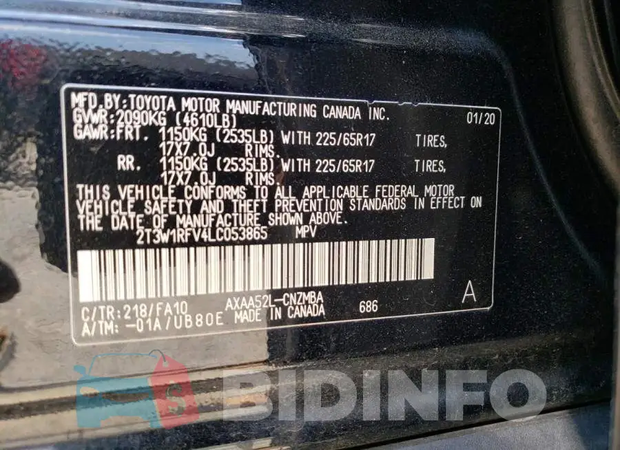 2T3W1RFV4LC053865 Photo# 13