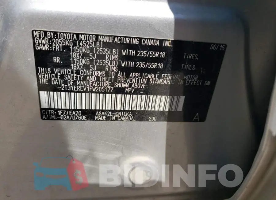 2T3YFREV1FW205177 Photo# 13
