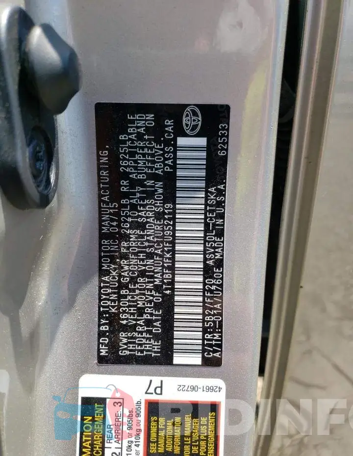 4T1BF1FK1FU952119 Photo# 13
