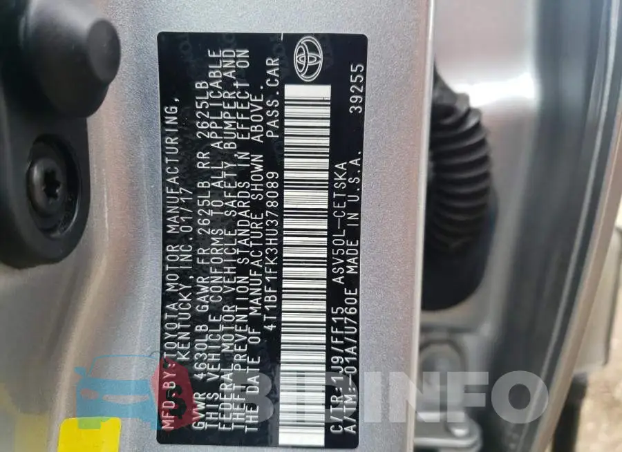 4T1BF1FK3HU378089 Photo# 12